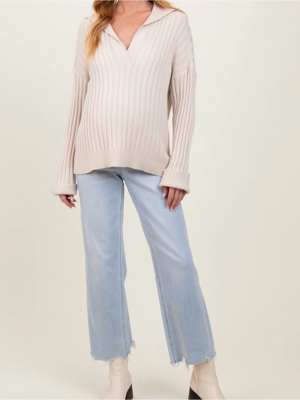 Maternity Light Blue Wide-Leg Jeans - Size 29